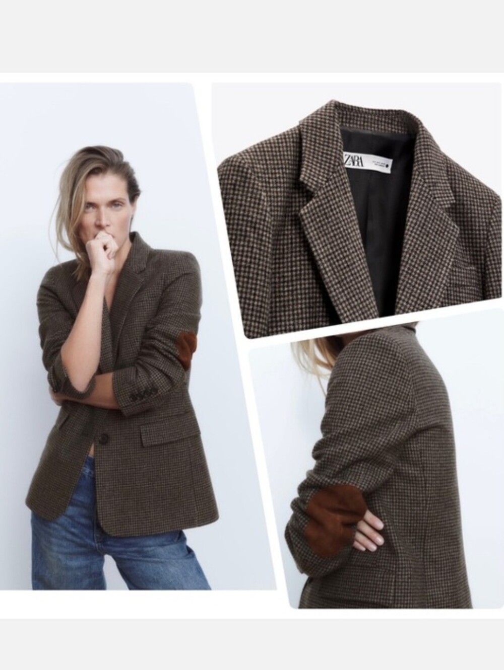 ZARA Wool Blend  Blazer Brown Size L - Picture 13 of 16